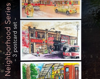 Toronto Postcard Set - Neighbourhood Series - Set of 3 Postcards - Popular Postcrossing Item