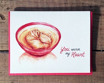 Valentine Card / Valentine's Day Card / Love Card / Romantic Card / Anniversary Card / Heart Shape Noodle Card / You Warm My Heart