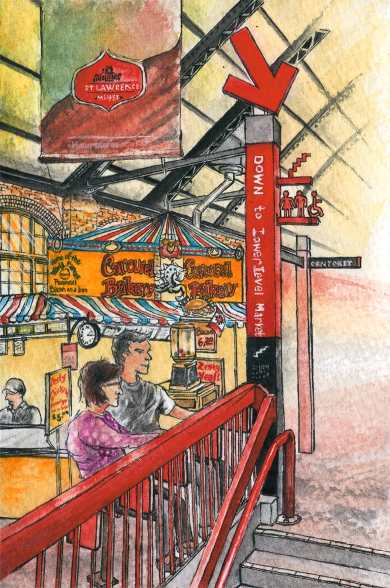 Toronto Art // Watercolor Giclee Print // Giclee Print of Original Watercolor Painting St. Lawrence Market Toronto Limited Edition image 1