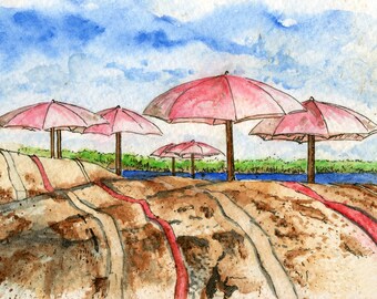 Toronto Art // Watercolor Giclee Print // Giclee Print of Original Watercolor Painting - Sugar Beach Toronto (Limited Edition)