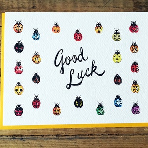 Bonne chance carte / Good Luck / bons vœux / meilleurs voeux / bonne chance coccinelles / 24 coccinelles distincts pour la bonne chance ! / Cartes pour toute Occasion