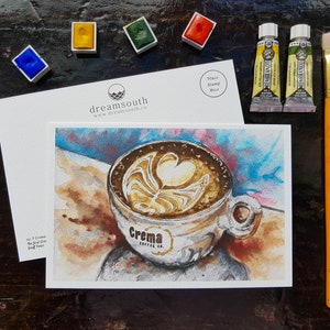 Toronto Postcard / Toronto Art / Toronto Themed Postcards / Watercolor Postcard / Coffee Art / Latte Art / Crema Coffee Co Junction image 2