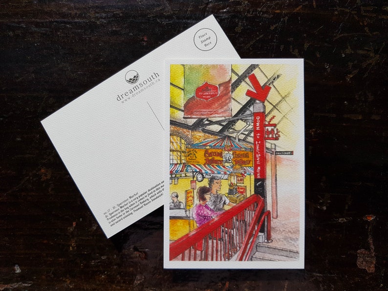 Toronto Postcard / Toronto Art / Toronto Themed Postcards / Watercolor Postcard / St. Lawrence Market image 1