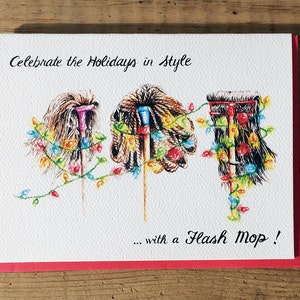 Drôle carte de Noël / / carte évenement / carte de Noël / célébration / drôle de Style Flash Mop célébration Holiday Card / carte de Noël / x ' Mas