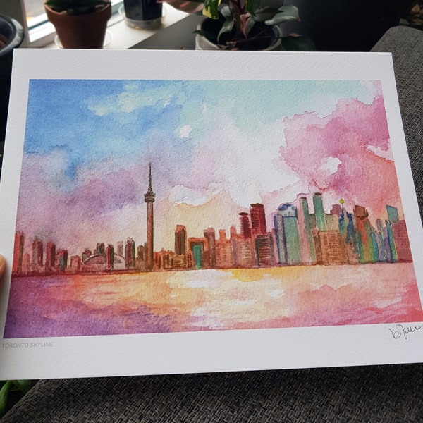 Toronto Skyline - Toronto Art // Aquarelle Giclée Print // Giclée Tirage Giclée d’Aquarelle Originale