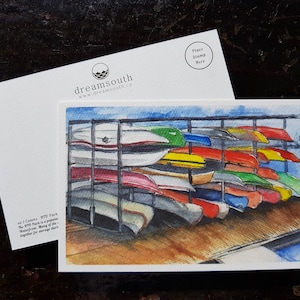 Carte postale de Toronto / Toronto Art / Toronto Themed Postcards / Watercolor Postcard / Canoes HTO Park