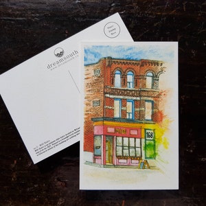 Toronto Postkarte / Toronto Kunst / Toronto Themen Postkarten / Aquarell Postkarte / MiDi Bistro
