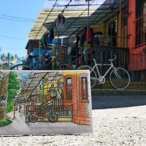 Toronto themed Watercolour Postcards, Watercolor Postcard of Kensington Market, Toronto image 3