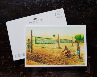 Toronto Postcard / Toronto Art / Toronto Themed Postcards / Watercolor Postcard /  Ashbridges Bay Volleyball