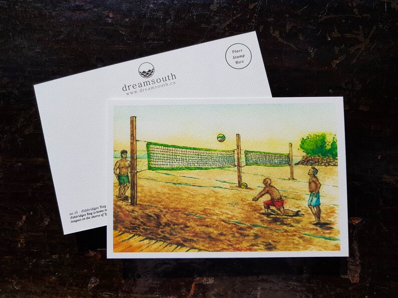 Toronto Postcard / Toronto Art / Toronto Themed Postcards / Watercolor Postcard / Ashbridges Bay Volleyball image 1