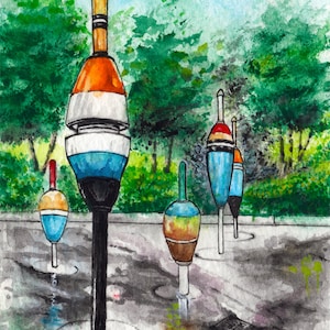 Toronto Art // Watercolor Giclee Print // Giclee Print of Original Watercolor Painting Bobber Plaza Canoe Landing Park Limited Edition image 1