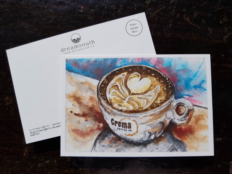 Toronto Postcard / Toronto Art / Toronto Themed Postcards / Watercolor Postcard / Coffee Art / Latte Art / Crema Coffee Co Junction image 1