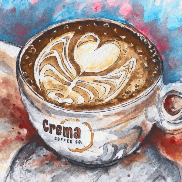 Toronto Art // Watercolor Giclee Print // Giclee Print of Original Watercolor Painting-Crema Coffee Co.-Junction location -(Limited Edition)