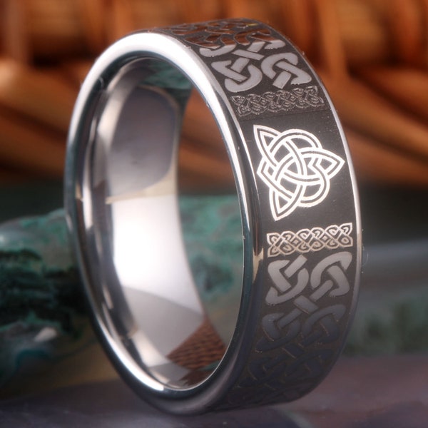 Celtic ring, Tungsten Ring, Mens Ring,Wedding Band, Personalized Ring, Viking Ring, Nordic Ring,Women Ring, engravings can be replaced