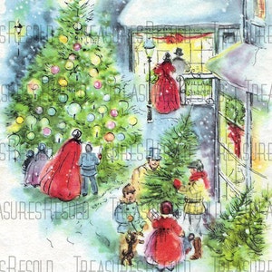 Bringing Home The Tree Christmas Shopping Scene Christmas Image 608 Digital Download image 2