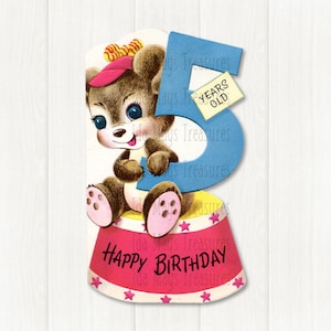 Happy Birthday 5 Year Old Bear Image #94 Digital Download