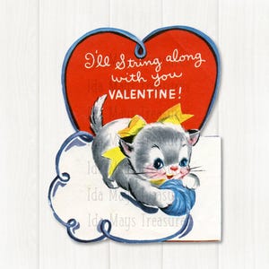 I'll String Along With You Kitten Yarn Ball Valentine Image #791 Digital Download