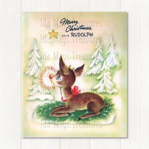 Merry Christmas From Rudolph Reindeer Image #541 Digital Download