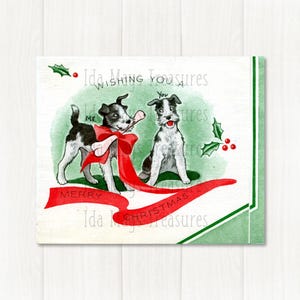 Retro Scottie Terrier Dogs Wishing You A Merry Christmas Image #681 Digital Download