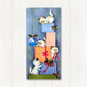 Kittens Kitty Cats Playing On A Pile of Presents Christmas Image #475 Digital Download