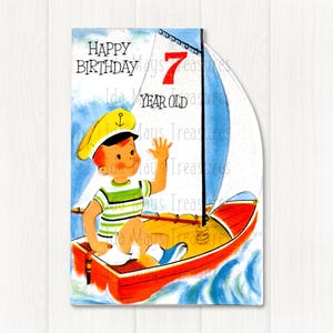 Happy Birthday 7 Year Old Sailor Sailboat Image #257 Digital Download