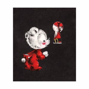 Petite souris voit le père Noël à travers le trou de la serrure Image de Noël #860 en téléchargement numérique