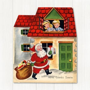 Retro Santa Claus Delivering Christmas Presents Christmas Image #554 Digital Download