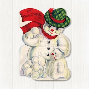 Retro Snowman & Snow Boy Christmas Image #569 Digital Download