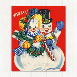 Snowman Couple Christmas Image #565 Digital Download