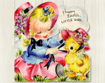 Happy Easter Girl with Easter Chick Image #389 Digital Download