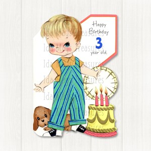 Happy Birthday 3 Year Old Birthday Cake Puppy Dog Image #439 Digital Download