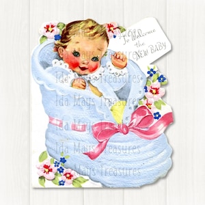 Retro Welcome New Baby in a Bootie Image #118 Digital Download