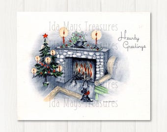 Vintage Black Scottie Dog Terrier Christmas Card Image, Digital Download #152