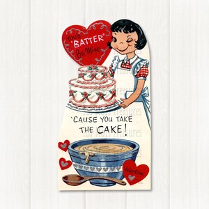 You&#39;d Batter Be Mine Girl Baking A Cake Valentine Image #809 Digital Download