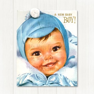 Retro New Baby Boy in Blue Baby Image #287 Digital Download