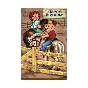 Children Riding Horses Happy Birthday Image #310 Digital Download