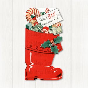 Retro Candy Filled Christmas Boot Stocking Image #213 Digital Download