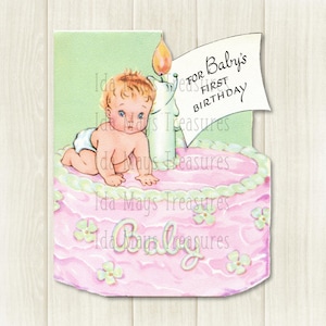 Happy Birthay Baby liegend liegend auf dem Kuchen Bild #417 Digital Download