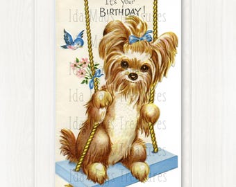 Retro Happy Birthday Puppy Dog Birthday Image #813 Digital Download