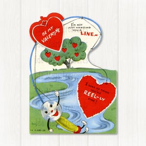Fishing Pole Reel Anthropomorphic Valentine Image #743 Digital Download