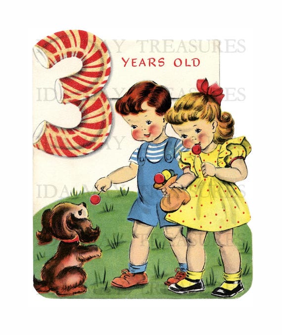 3 Year Old Childs Birthday Image #143 Digital Download - Etsy
