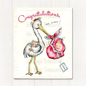 Congratulations Stork Delivering A New Baby Image #443 Digital Download