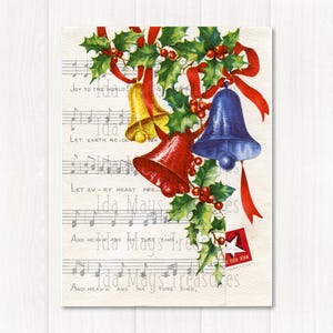 Retro Joy To the World Music Bells Imagem de Natal #162 Download Digital