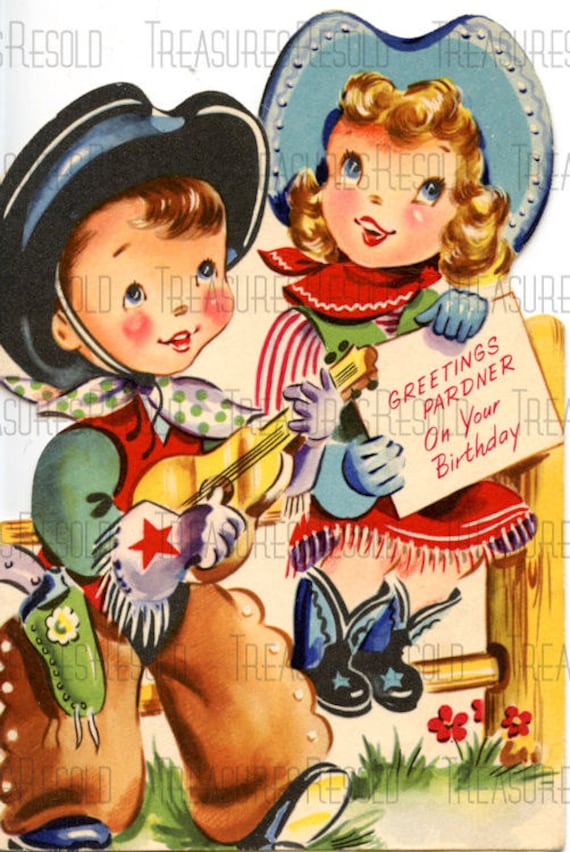 Retro Cowboy Cowgirl Anniversaire Carte 416 Telechargement Etsy Retro Cowboy Cowgirl Anniversaire Carte 416 Telechargement Etsy