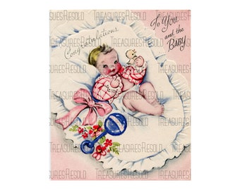 Retro Congratulations New Baby Image #103 Digital Download