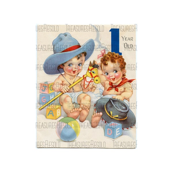 Childs Cowboy Happy Birthday One Year Old Image #102 Digital Download