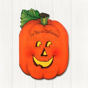 Imagen de Halloween de Jack-O-Lantern con forma de calabaza retro n.° 459, descarga digital