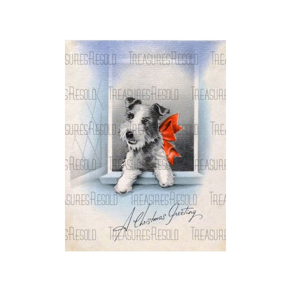 Scottie Terrier Dog Christmas Greetings Image #376 Digital Download