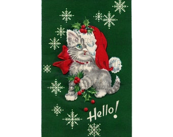 Retro Santa Kitty Cat Christmas Image #302 Digital Download