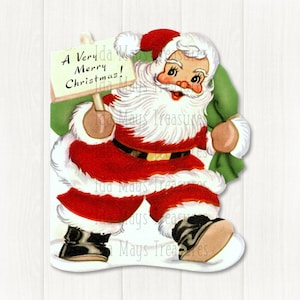 Retro Santa Claus A Very Merry Christmas Image #351  Digital Download